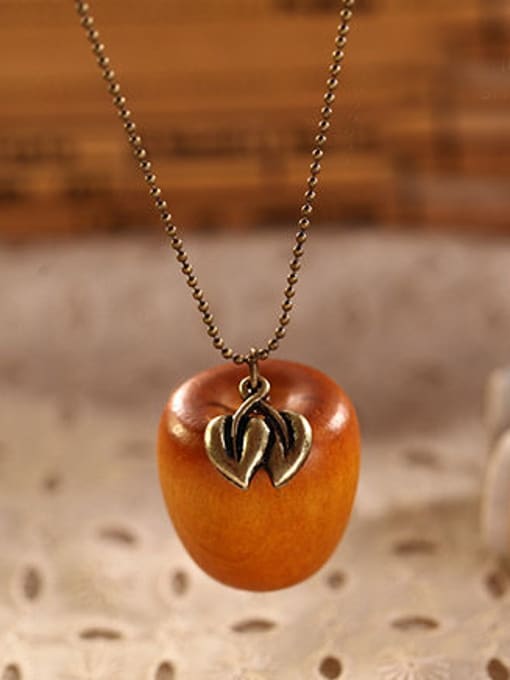 Dandelion Women Wooden Apple Shaped Necklace
