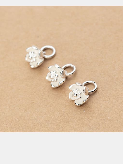 FAN 925 Sterling Silver With Silver Plated Cute Flower Charms 2