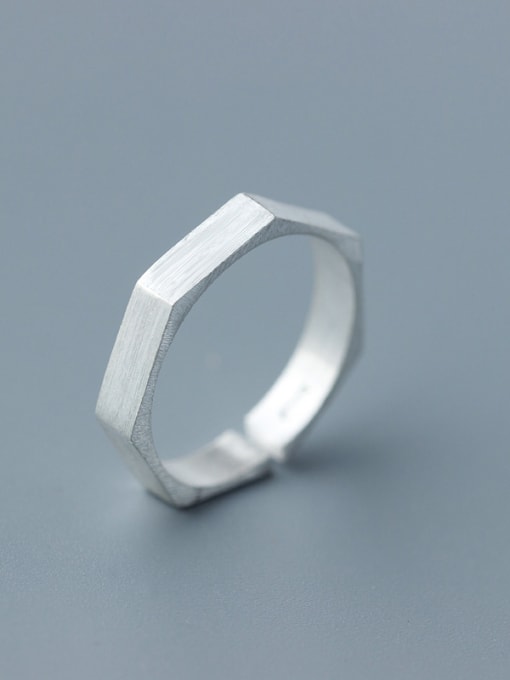 Women Couples Geometric Shaped Brushed S925 Silver Ring