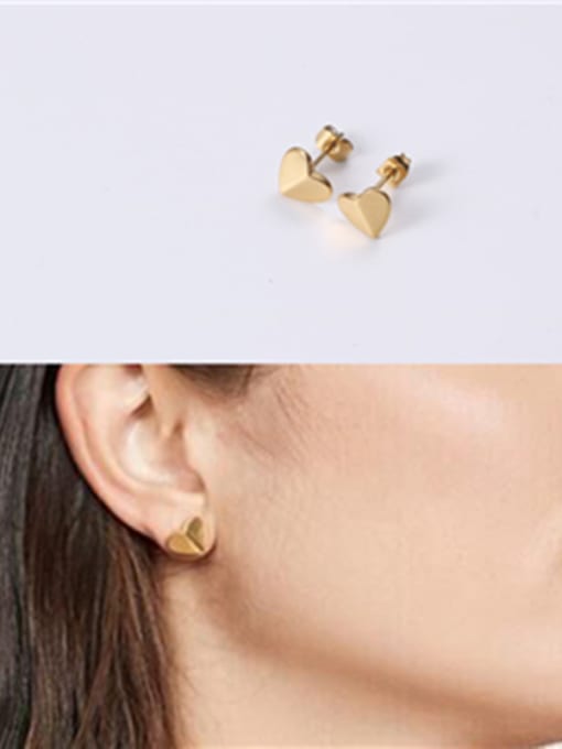 GROSE Titanium With Gold Plated Simplistic Heart Stud Earrings 1