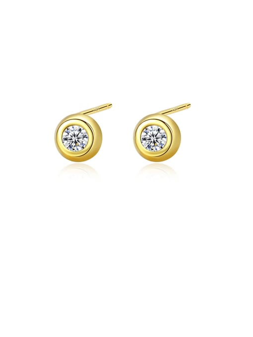 CCUI 925 Sterling Silver With Cubic Zirconia Simplistic Round Stud Earrings 0