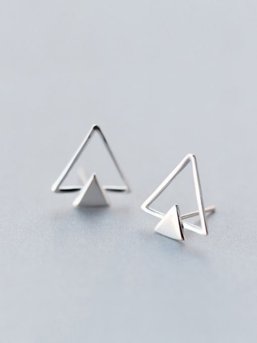 Rosh S925 silver hollow triangle stud Earring 0