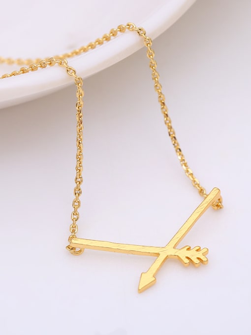 golden High-grade 16K Gold Plated Arrow Shaped Necklace