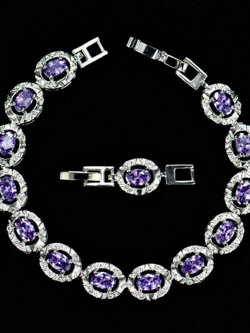 Purple Copper inlaid AAA zircons Bracelet multicolor optional