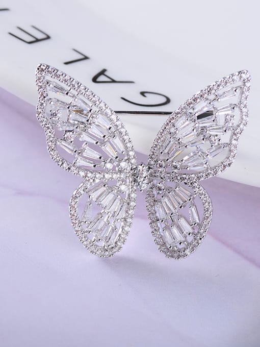 Hua Copper With  Cubic Zirconia Delicate Butterfly Brooches 1