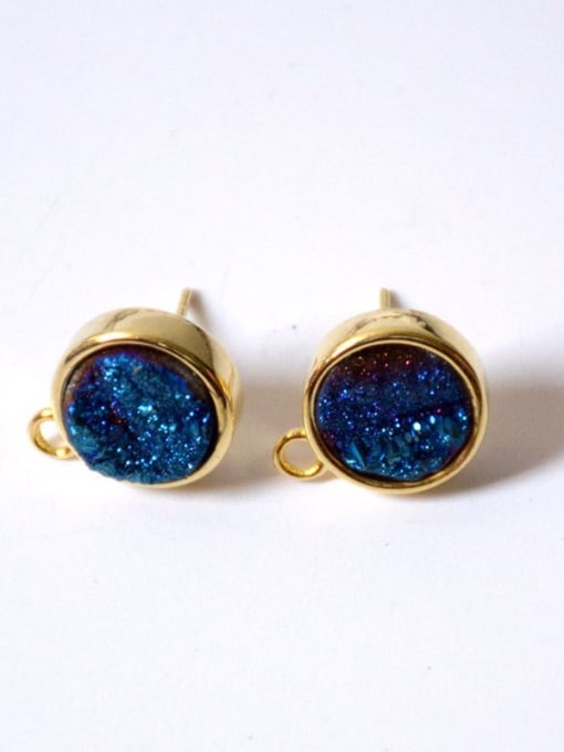 Blue Simple Natural Crystal Round Stud Earrings