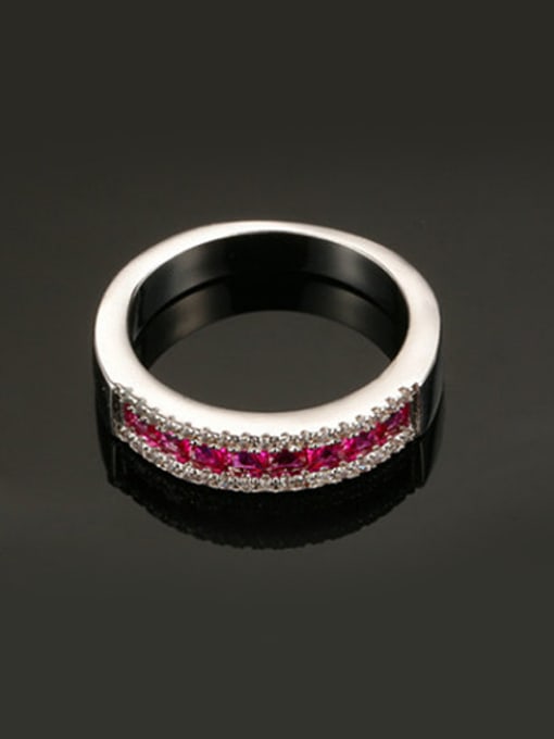 Ronaldo Fashion Pink Geometric Shaped Platinum Plated Zircon Ring