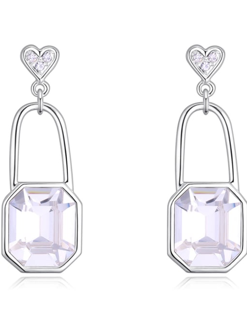 White Personalized Heart Lock austrian Crystals Alloy Earrings