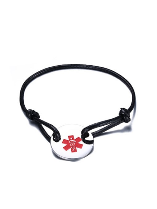 Red Adjustable Round Shaped Artificial Leather Bracelet
