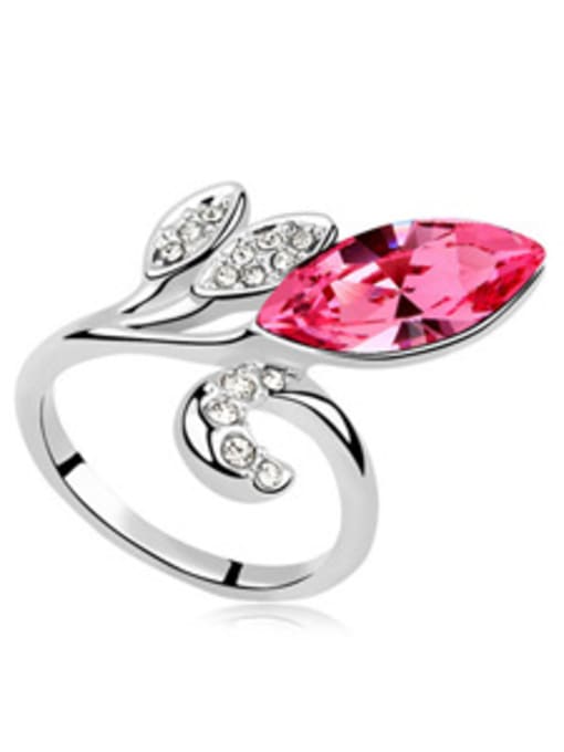 pink Fashion Marquise Cubic austrian Crystals Flowery Alloy Ring