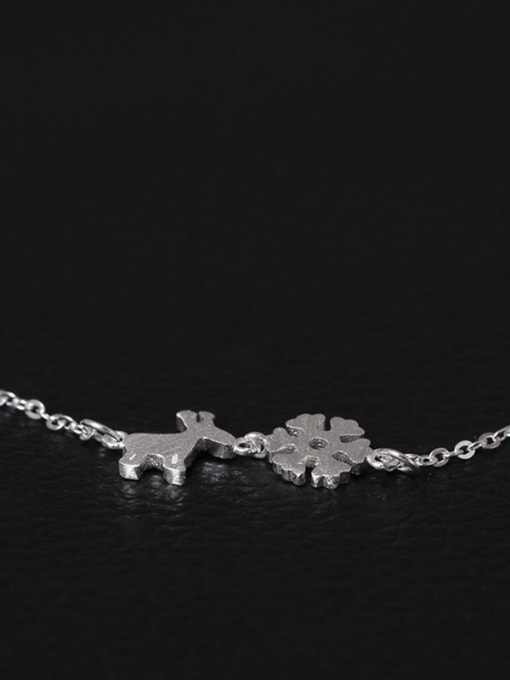 SILVER MI Christmas Snowflake Deer Clavicle Necklace 1