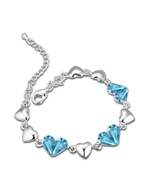 blue Fashion austrian Crystals Heart Alloy Bracelet