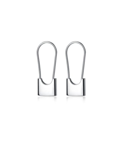 Rosh 925 Sterling Silver With Glossy  Simplistic Hollow Paper  Clip On Earrings 0