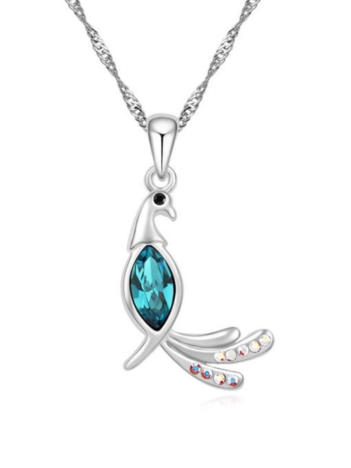 royal blue Simple Marquise austrian Crystal Phoenix Pendant Alloy Necklace