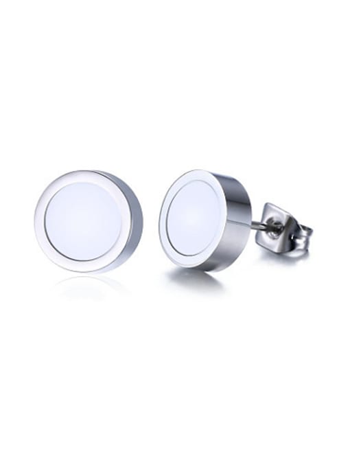 CONG Simply Style Round Shaped High Polished Titanium Stud Earrings 0