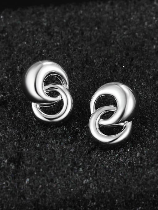 SANTIAGO Simple Tiny Double Combined Circles 925 Sterling Silver Stud Earrings 2