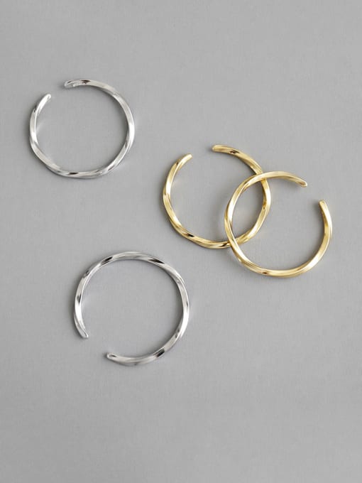 DAKA 925 Sterling Silver With Smooth Simplistic Twist grain Free Size Rings