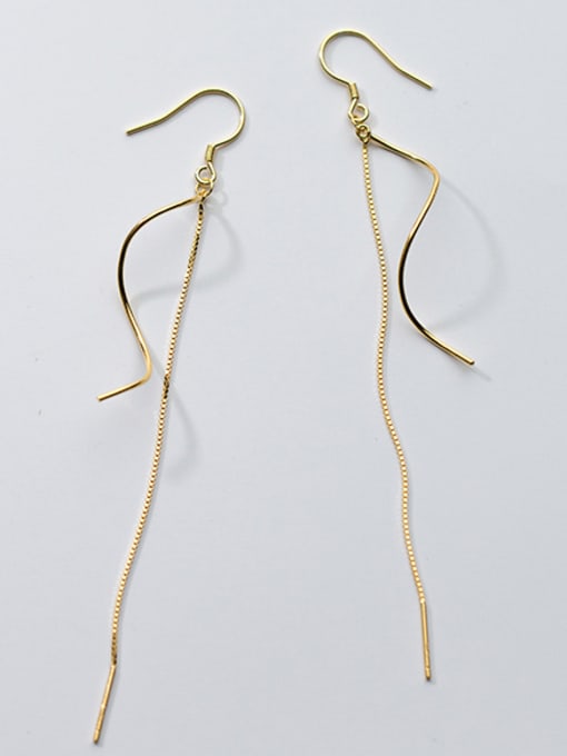 Gold Elegant Gold Plated Wave Shaped S925 Silver Drop Earrings