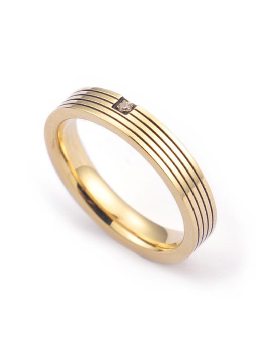 KAKALEN Stainless Steel With Gold Plated Trendy Band Rings 0
