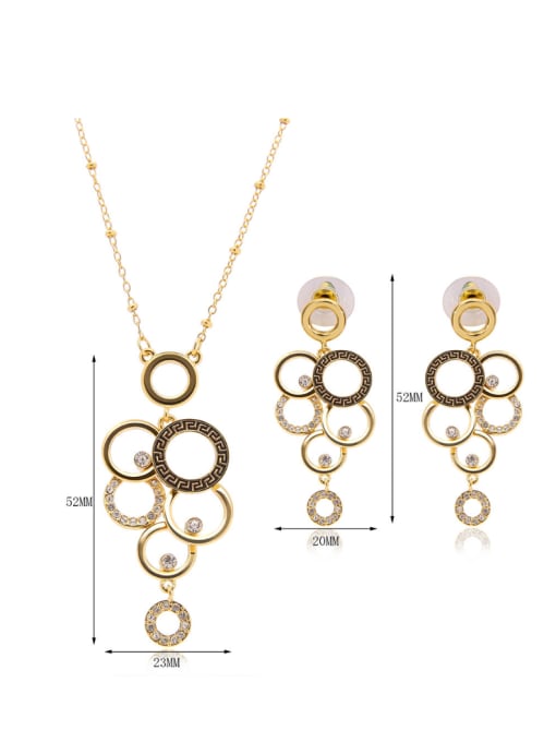 BESTIE Alloy Imitation-gold Plated Fashion Hollow Circles Two Pieces Jewelry Set 2