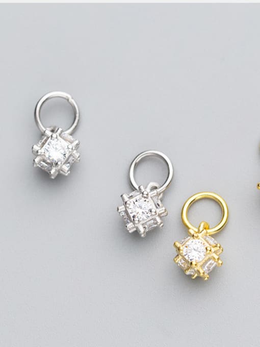 FAN 925 Sterling Silver With 18k Gold Plated Delicate Geometric Charms 2