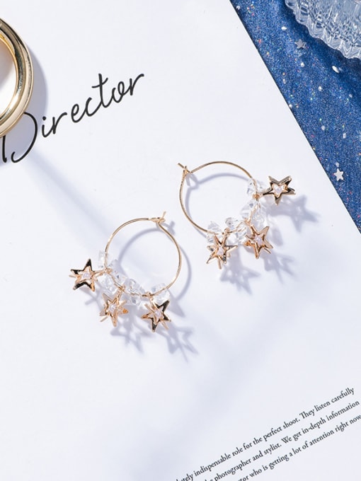 B  Star Alloy With Gold Plated Fashion Star Hoop Earrings