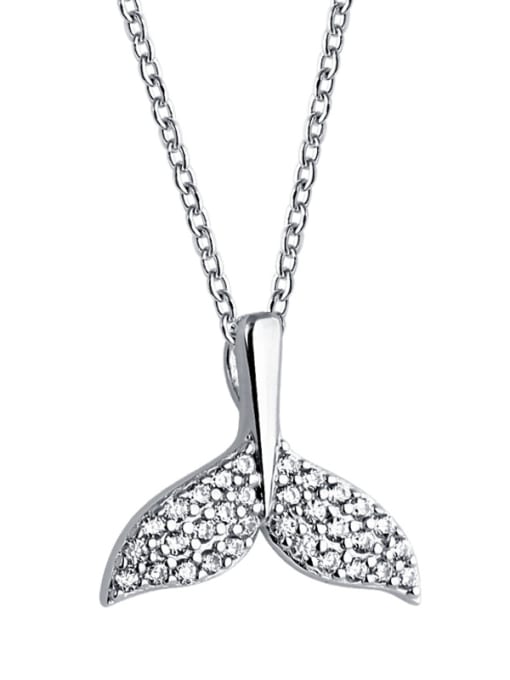 Dan 925 Sterling Silver With Cubic Zirconia Fashion Dolphin fishtail Necklaces 0