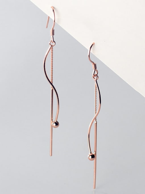 Rosh 925 Sterling Silver With Rose Gold Plated Trendy Chain Threader Earrings 4
