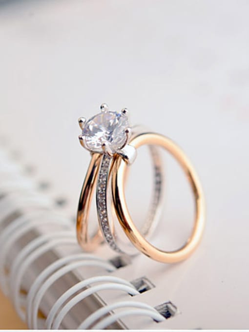 ALI Trendy AAA zircon three ring simulation diamond ring 1