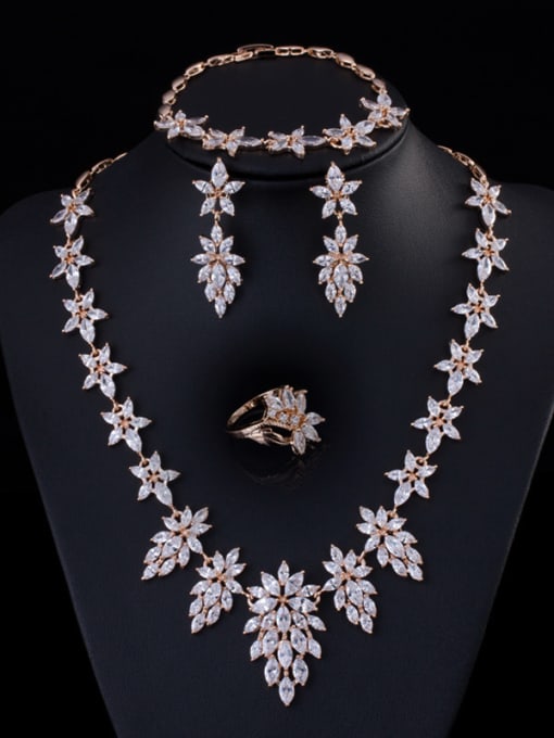 L.WIN Elegant  Leaf-shape Four Pieces Jewelry Set 1