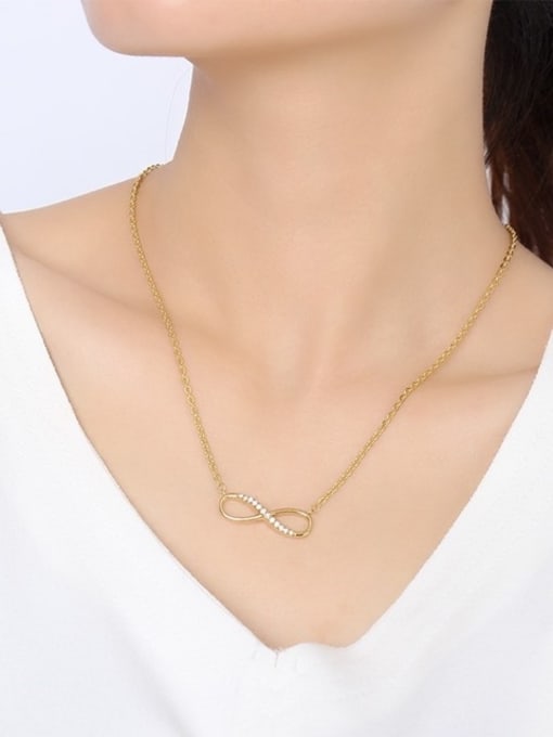 CONG All-match Gold Plated Number Eight Shaped Zircon Necklace 1