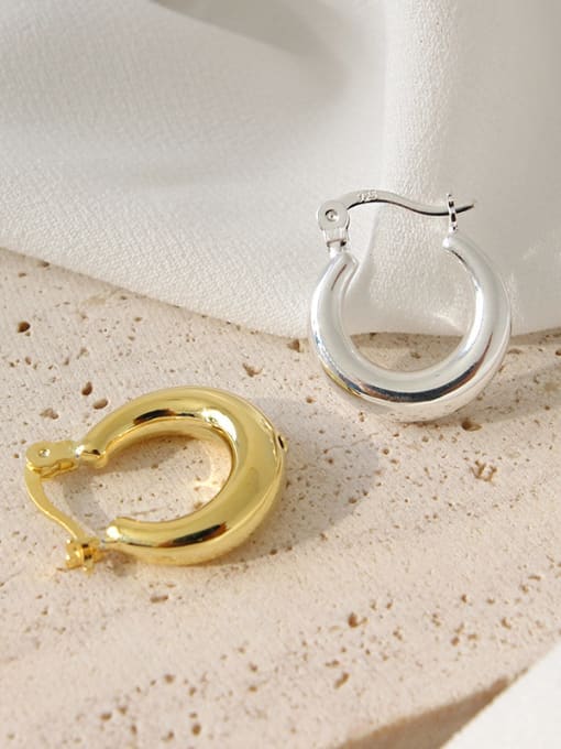 DAKA 925 Sterling Silver With 18k Gold Plated Simplistic Round Clip On Earrings