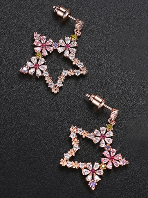Rose Copper With Rose Gold Plated Delicate Geometric Drop Earrings