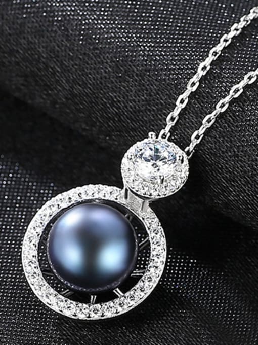 Black Sterling silver micro-inlay 3A zircon natural freshwater pearl boutique necklace