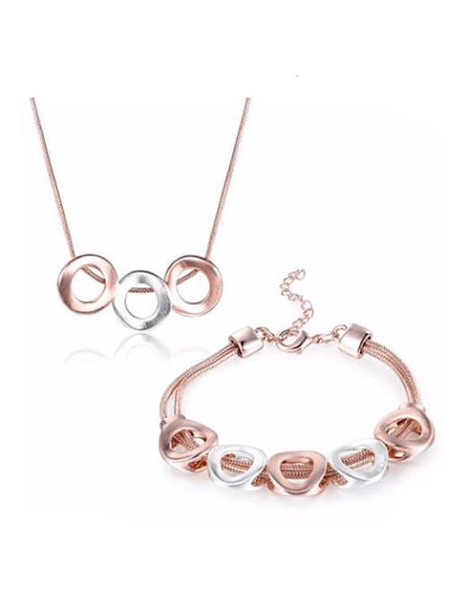 two pieces Adjustable Length Rose Gold Plated Double Color Necklace