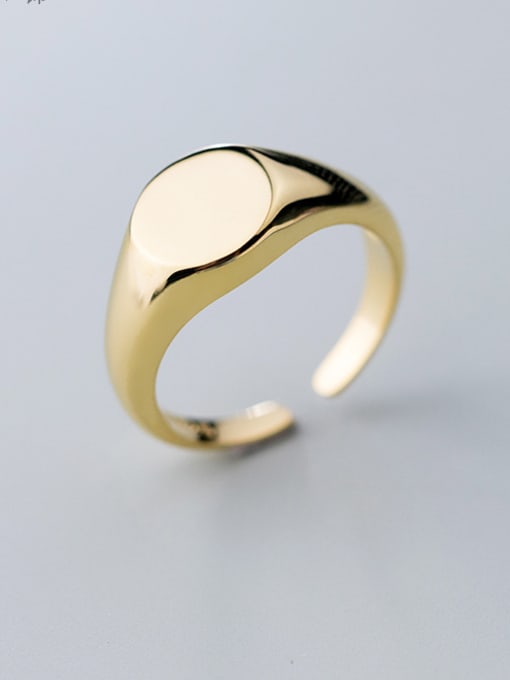 Rosh 925 Sterling Silver With Gold Plated Simplistic Oval Free Size  Rings 0