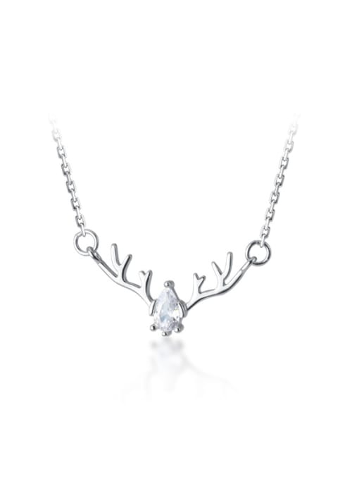 Rosh 925 Sterling Silver With Cubic Zirconia Personality Antlers  Necklaces 3