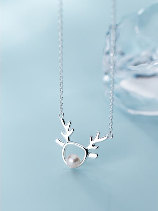 Rosh 925 Sterling Silver With Silver Plated Personality Bee-joo Antler Necklaces 1