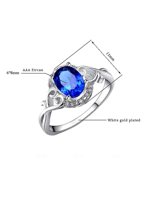 KENYON Fashion Oval Blue Zircon Copper Ring 3