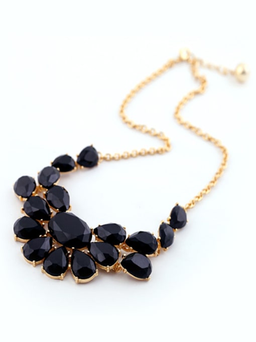 Black Alloy Color Zircon Flowers  Necklace