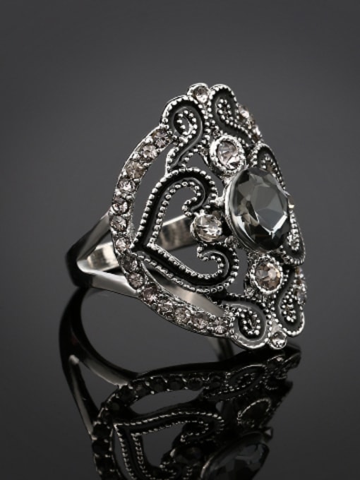 Gujin Retro style Hollow Glass stone Alloy Ring 2