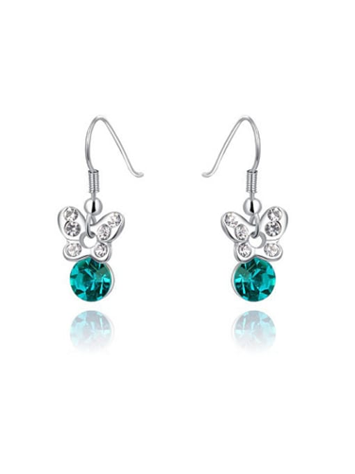 Ronaldo Exquisite Blue Butterfly Shaped Austria Crystal Earrings 0