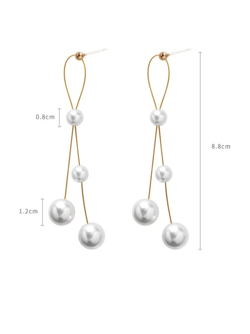 Girlhood Alloy With Gold Plated Simplistic Artificial Pearl  Tassel Earrings 3