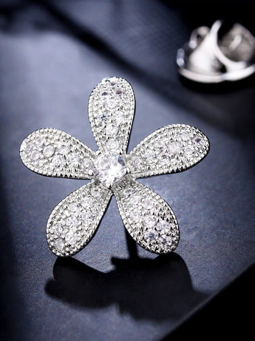 C010 Copper With  Cubic Zirconia Delicate Flower Multi style combination Lapel Pins