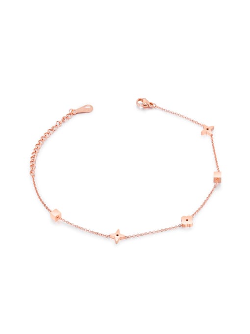 Open Sky Simple Tiny Decorations Rose Gold Plated Titanium Anklet 0