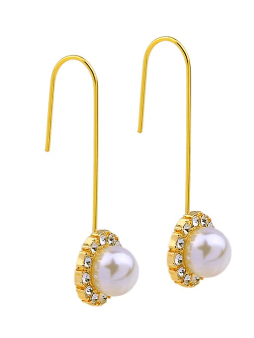 KM Simple Artificial Pearl  Hook drop earring 1