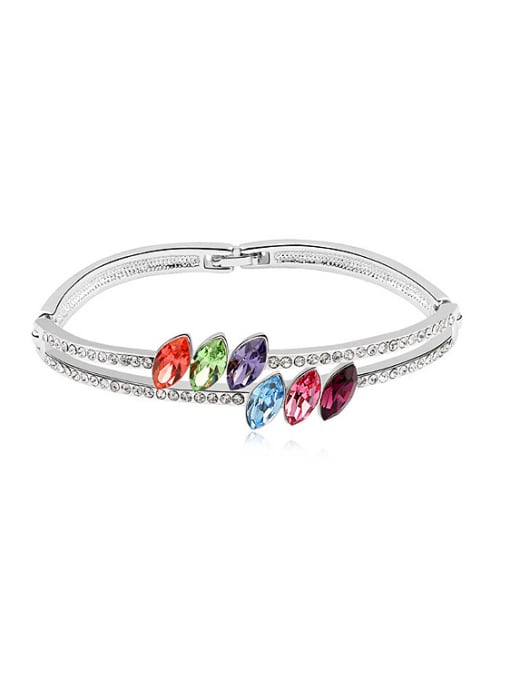 multi-color Simple Two-band Marquise austrian Crystals Bracelet
