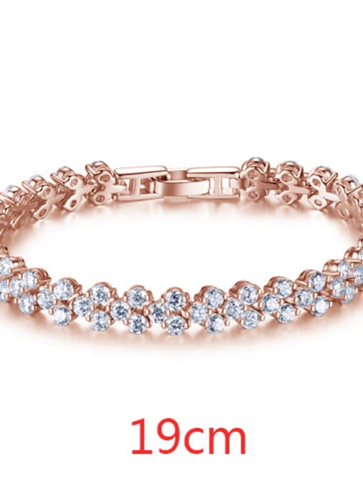 Rose Gold 19Cm A Fashionable copper inlaid AAA zircon Rome Bracelet