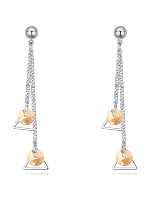 yellow Simple Little Hollow Triangles Cubic austrian Crystals Drop Earrings