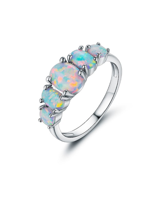 Platinum High-grade Opal Stone Multistone ring